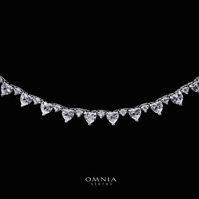 Omnia Radhwa White Heart Tennis Necklace, Earrings and Bracelet Set in 925 Silver with High Quality Simulated Diamonds