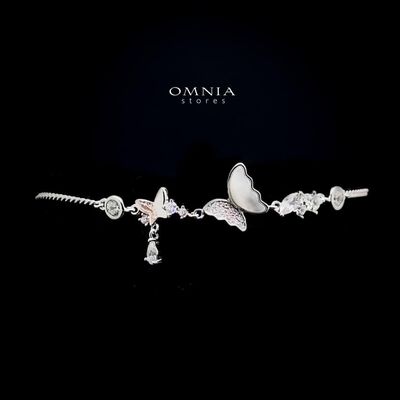 Omnia Bella Butterfly Bracelet with Iced Cut Stones in High Quality 92.5 Silver
