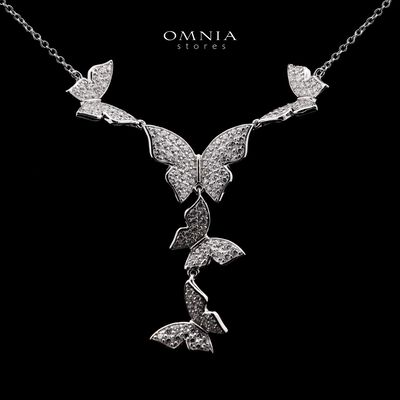 Mahtab Butterfly Necklace In 925 Silver High Quality Simulated Diamonds