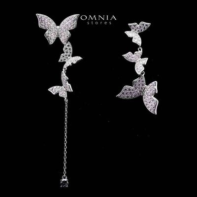 Mahtab Butterfly Earrings In 925 Silver High Quality Simulated Diamonds