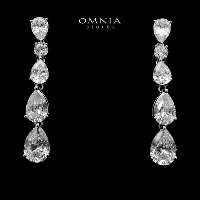 Hayaa Elegance Drop Earrings In 925 Silver High Quality Simulated Diamonds