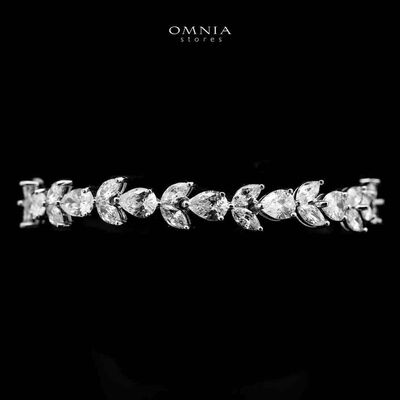 Omnia Farhah Silver Bracelet in 925 Silver with High-Quality White Simulated Diamonds