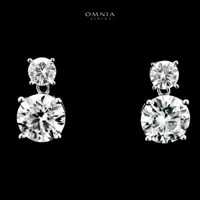 Omnia Luwaina Silver Stud Earrings in 925 Silver with High-Quality White Moissanite Stones