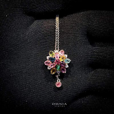 Omnia Atlal Necklace In 92.5 Silver High Quality Natural tourmaline