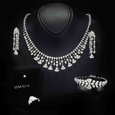 Omnia Rimal White Bridal Full Set in 925 Silver with High Quality Simulated Diamonds