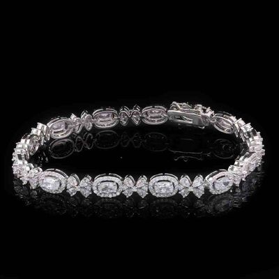 Omnia Zuhra White Bracelet in 925 Silver with High Quality Simulated Diamonds