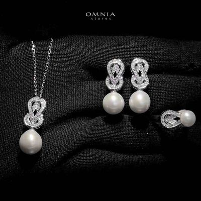 Omnia Alia Fresh Real Water Pearl Set in 92.5 Silver Accessories High Quality Simulated Diamonds