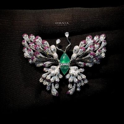 Omnia Omara Butterfly Brooch in 92.5 Pure Silver Tarnish Resistant Plating