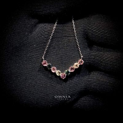 Omnia Roxy Necklace In 92.5 Silver High Quality Natural tourmaline