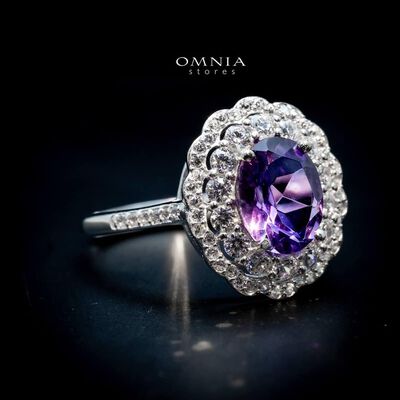 Omnia Fadia Ring in 92.5 Silver In High Quality Amethyst stone