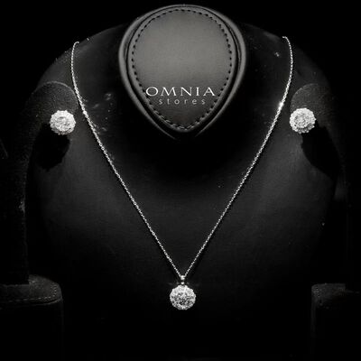 Omnia Zaina White Set in 92.5 Silver with High-Quality Ice Cut Stones