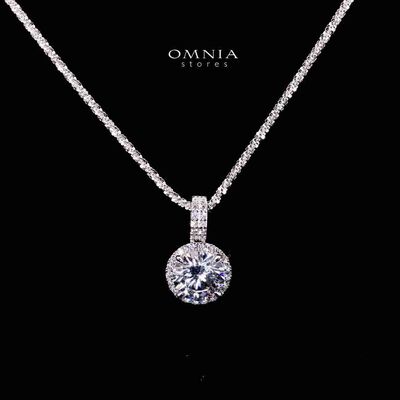 Omnia Falisha White Pendant Necklace In 925 Silver High Quality Certified Lab Crafted Stones
