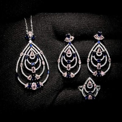 Omnia Mira Pink &amp; Blue Set Accessories in High Quality Zircon Stone