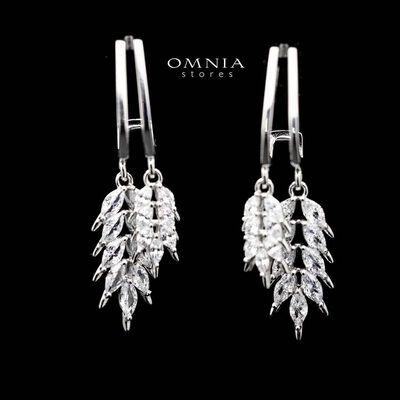 Omnia Ghayda Leaf Drop Earrings in 92.5 Silver With High Quality Moissanite Stone