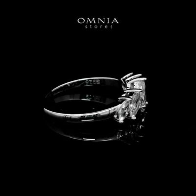Lamiaa Glint White Ring In 925 Silver High Quality Simulated Diamonds