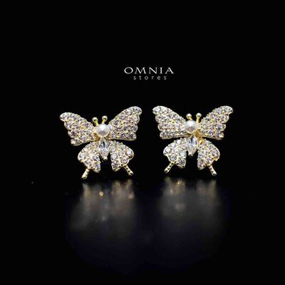 SUPER SALE!!! Omnia Layal Butterfly Stud Earrings with High Quality Iced Cut Stone in 925 Silver