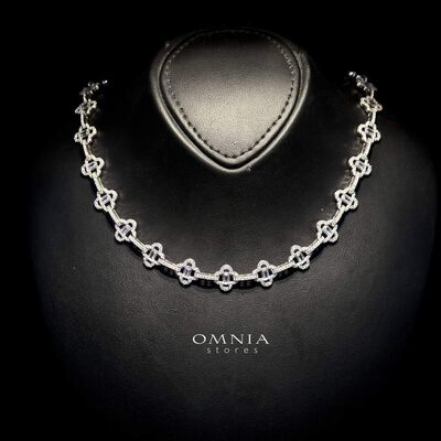 Omnia Amna White Necklace in 92.5 Silver High Quality Simulated diamonds