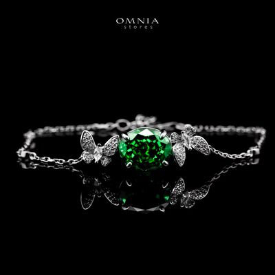 Omnia Maysun Bracelet In 925 Silver High Quality Green Simulated Diamonds