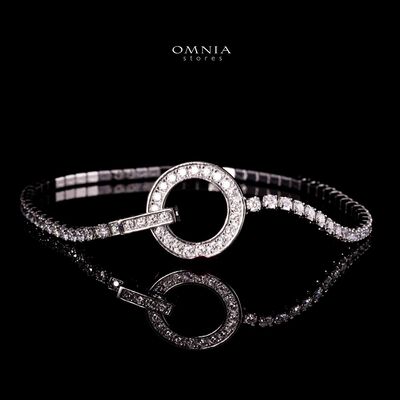Omnia Emma White Round Bracelet with High-Quality Moissanite Stones in 925 Silver