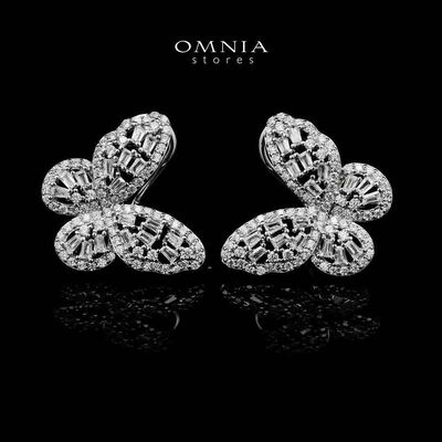 Shereen Butterfly Clip Earrings In 925 Silver High Quality Simulated Diamonds