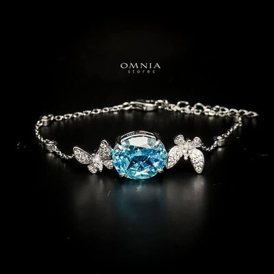 Omnia Maysun Baby Blue Bracelet in 92.5 Silver with High Quality Simulated Diamonds