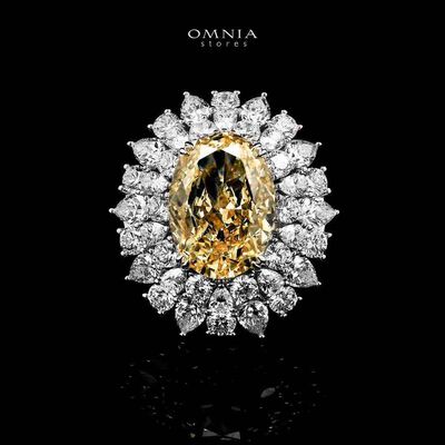 Marjan Sunflower Yellow Ring In 925 Silver Certified High Quality Lab Grown Stones