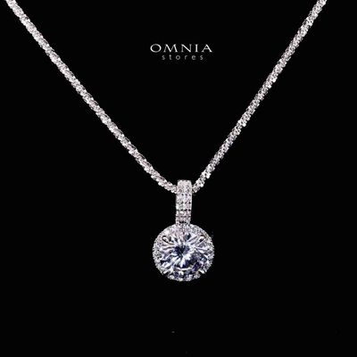 Omnia Falisha White Pendant Necklace In 925 Silver High Quality Certified Lab Crafted Stones