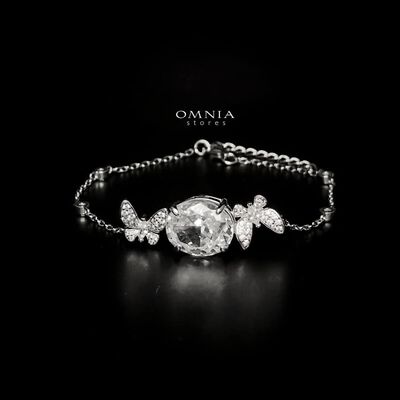 Omnia Maysun Pure White Bracelet in 92.5 Silver with High Quality Simulated Diamonds