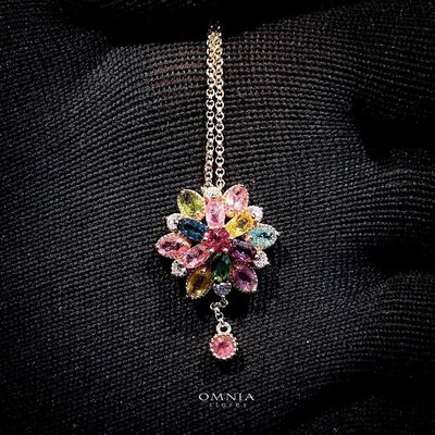 Omnia Atlal Necklace In 92.5 Silver High Quality Natural tourmaline