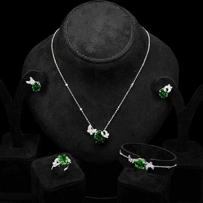 Omnia Maysun Green Full Set In 925 Silver High Quality Simulated Diamonds