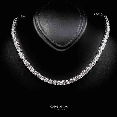 Omnia Mayada Tennis Necklace 925 Silver in GRA Certifited High Quality White Moissanite Stone 5mm