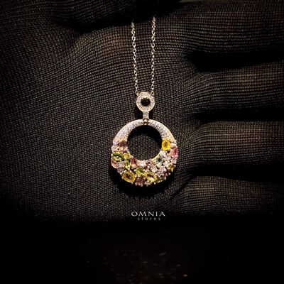 Omnia Rabab Necklace In 92.5 Silver High Quality Natural tourmaline