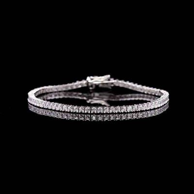 Omnia Muhsina 2mm Square Cut Tennis Bracelet in 92.5 Silver High Quality Simulated diamonds