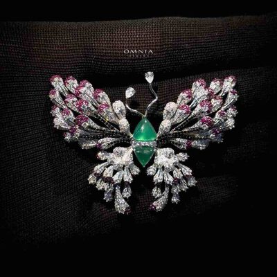 Omnia Omara Butterfly Brooch in 92.5 Pure Silver Tarnish Resistant Plating