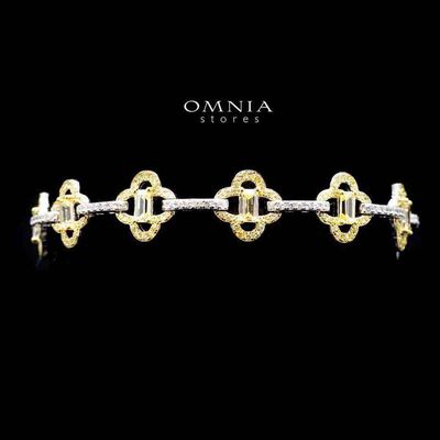 Omnia Amna Gold and White Bracelet in 92.5 Silver High Quality Simulated diamonds
