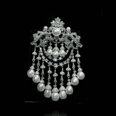 Omnia Hadhira Fresh Real Water Pearl brooch 92.5 Silver High Quality Simulated diamonds