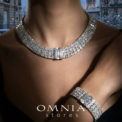 Omnia Zeina Silver Set in 92.5 Silver with High-Quality Simulated Diamonds