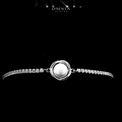Omnia Maysam Pearl Bracelet in 925 Silver with High Quality Iced Cut Stones
