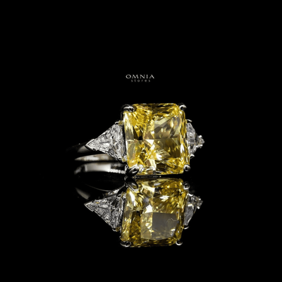Omnia Adelina Yellow Ring 1.25 Carat Ring 92.5 Silver in High Quality Simulated Diamonds
