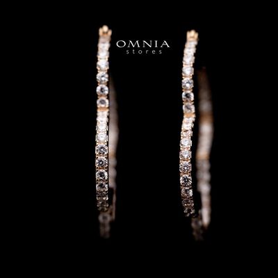 Omnia Abir Rose Gold Hoop Earrings in 92.5 Silver With High Quality Moissanite Stone