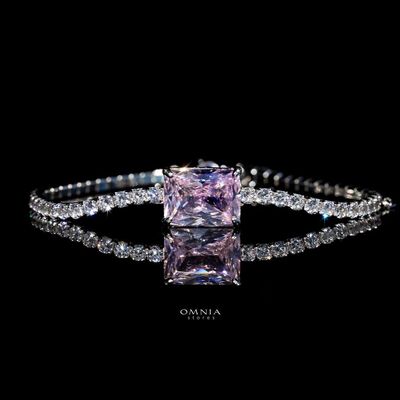 Omnia Gabrielle Pink Bracelet In 92.5 Silver High Quality Simulated Diamonds
