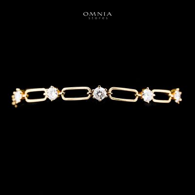 Omnia Bahja  Golden Bracelet 925 Silver in GRA Certifited High Quality White Moissanite Stones
