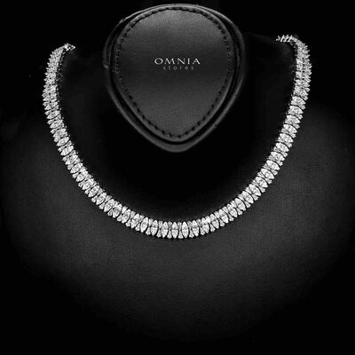 Omnia Manahil Bridal Full Set in High Quality Zircon Stone Rhodium Plated