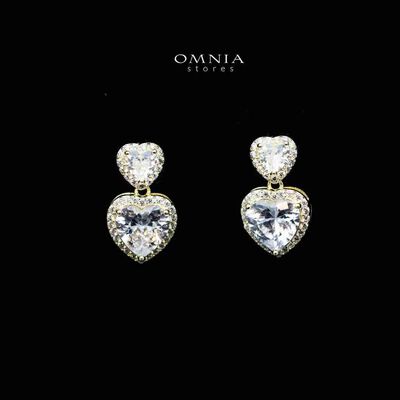 Omnia Lian Celestial Heart Drop Earrings with High Quality Iced Cut Stone in 92.5 Silver