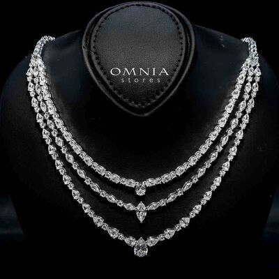 Al Amina Necklace 925 Silver in High Quality Simulated Diamonds