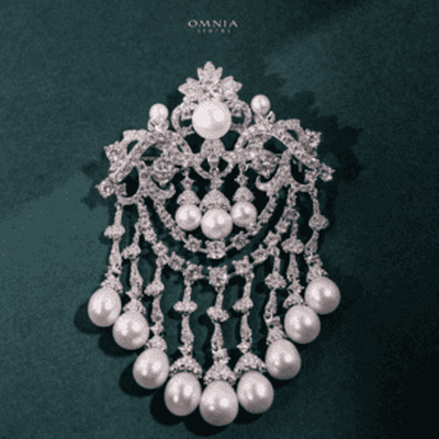 Omnia Hadhira Fresh Real Water Pearl brooch 92.5 Silver High Quality Simulated diamonds