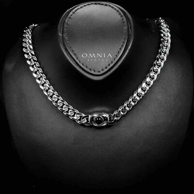 Omnia Hilyah Silver Color Necklace & Bracelet Set in High-Quality 10mm Stainless Steel
