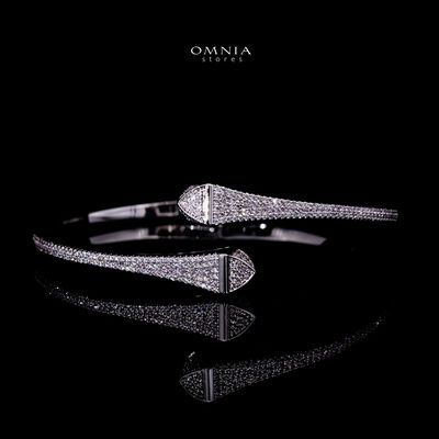 Omnia Daliya Luxury White Bracelet & RIng Set in High Quality Zircon Stone Rhodium Plated