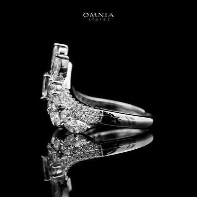 Omnia Amalina Silver Ring in 925 Silver with High Quality White Simulated Diamonds Stones