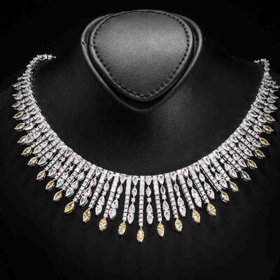 Omnia Lana Yellow Bridal Full Set in High Quality Zircon Stone Rhodium Plated